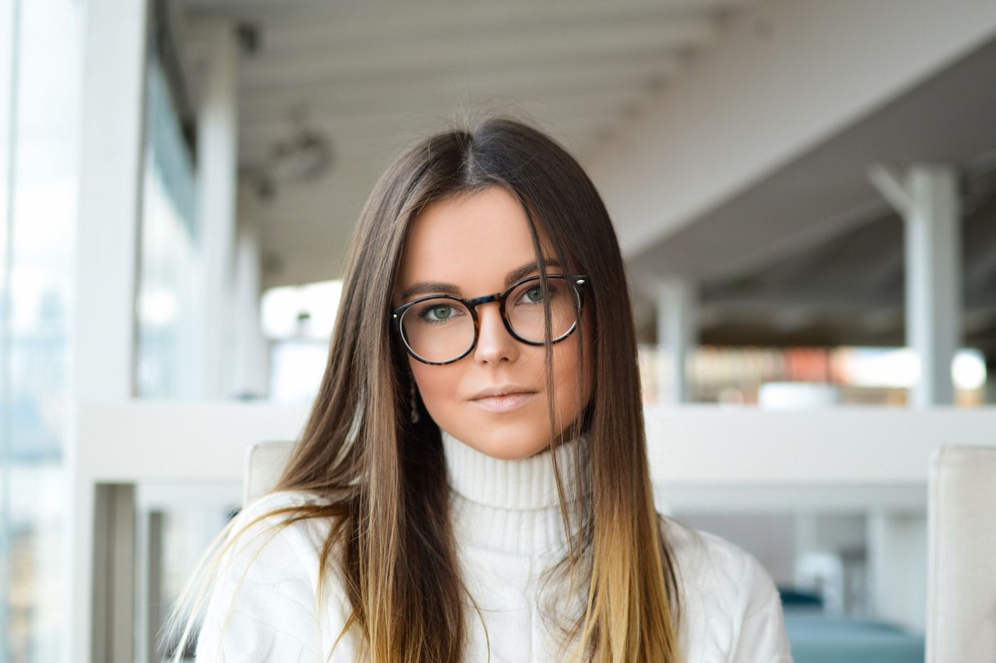 Woman wearing eyeglasses with precision lenses